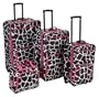 Rockland Luggage 4 Piece Luggage Set, Pink Giraffe, One Size