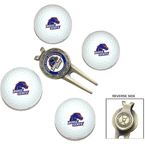 Boise State Broncos Pack Of 4 Golf Balls And Divet Tool Gift Set From Team Golf