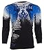 Archaic AFFLICTION Men THERMAL Shirt NIGHTWATCHER Skull Tattoo Biker BLue