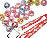Hello Kitty Birthday Party Set - 19 Favor Badges and Kitty Lanyard w Name Card