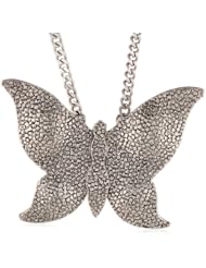 Yochi Grand Butterfly Mosaic Silver Plated Necklace, 17"