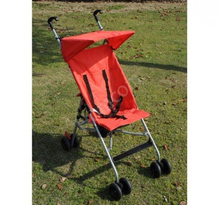 Baby Sun Canopy & Raincover Folding Lightweight Pushchair In Red Picture