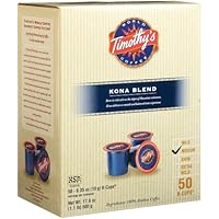 Timothy's World Coffee, Kona Blend Medium K-Cups for Keurig Brewers (Pack of 50)