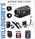 Sony HDR-CX580V High Definition Handycam Camcorder + 32GB + Sunpak LED Compact Video Light + Action Stabilizing X Grip Handle + 3pc Filter Kit + Wide Angle & Telephoto Lens Set + Sunpak Heavy Duty Mon-Tripod + Deluxe Camera Bag plus bonus Sunpak Solar Flashlight & Charger & Much More! Willoughby's Est. 1898 Bundle