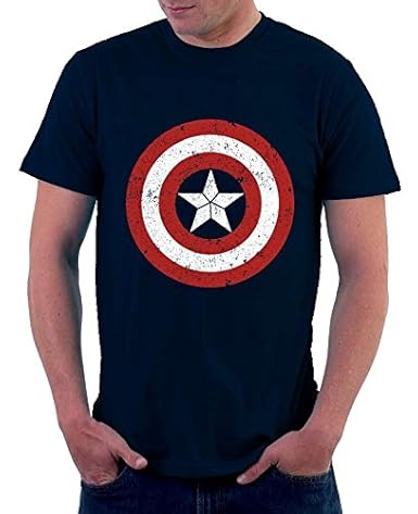 The Souled Store Men's Cotton T-Shirt (CAPTAIN AMERICA LOGO T-Shirt-M_Blue _Medium)