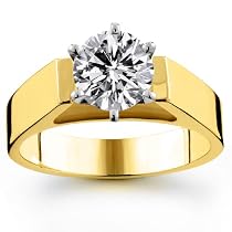 14K 1.50 Carat Round Cut Solitaire Diamond Ring (G-H ; SI1-2)