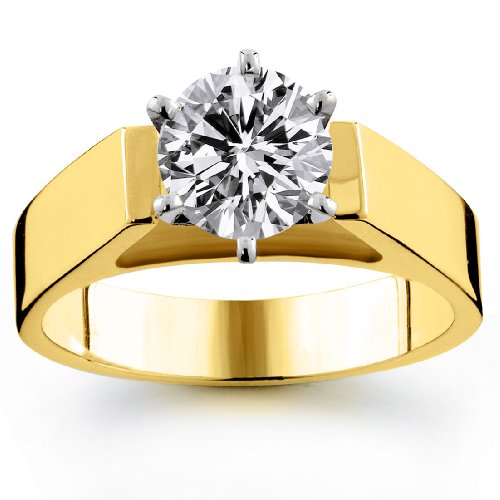 14K 1.50 Carat Round Cut Solitaire Diamond Ring (I-J ; I1-2)