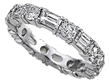 3.45 cts Diamond Emerald Cut and Round All Around Band - Platinum, 18kt White or Yellow Gold