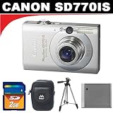 cheap Canon PowerShot SD770IS 10MP Digital Camera with 3x Optical Image Stabilized Zoom (Silver) + Deluxe 2GB KIT