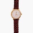 Ladies` Gold Face Golf Watch with Brown Braided Band