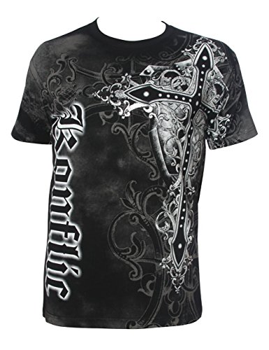 Konflic Men s Giant Cross Graphic MMA Muscle T-shirt - Black - 3X-Large