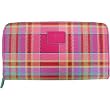 Azalea Pink Tartan Colors Baekgaard Leather Brights Vivid Vibrant chic Genuine leather hold everything wallet