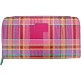 Azalea Pink Tartan Colors Baekgaard Leather Brights Vivid Vibrant chic Genuine leather hold everything wallet