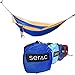 [Premium Double Hammock & Strap Bundle] Serac Sequoia XL Wide Camping Hammock with Ultralight Ripstop Nylon and Quick-Hang Suspension System - For the backpack, travel & camping (Daybreak Orange/Blue)