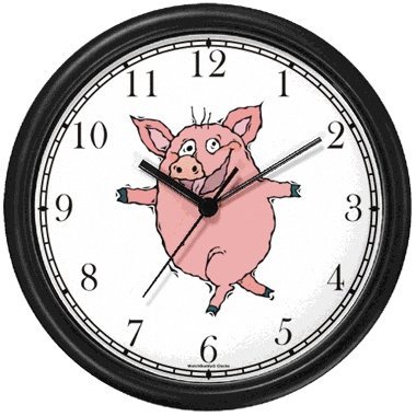 Happy Dancing Pig Cartoon (Black Frame)