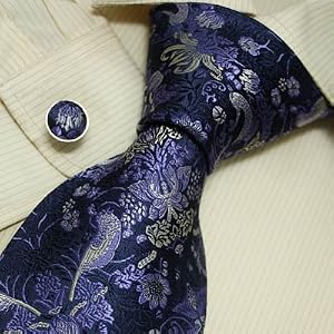 A1014 Designer Blue Purple Paisleys Necktie Cufflinks Set with Gift Box Ties for Him Jacquard Woven...