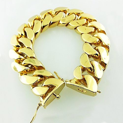 18 Mm 9" Miami Cuban Link 14k Gold Finish Jay Z Curb Thick Men's Cuban Bracelet