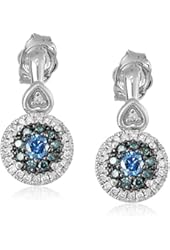10k White Gold Blue and White Diamond Earrings (2/5 cttw, I-J Color, I2-I3 Clarity)
