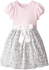 Girls Puff Sleeves  Zebra Print Cotton/Satin/Spandex  Dress With a Bow(s) and a Sash 
