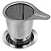 IPOW Brew-in-mug Teapot Extra Fine Mesh Tea Strainer Infuser Steeper with Lid and Handle for Loose Leaf Grain Tea Cups, Mugs, and Pots
