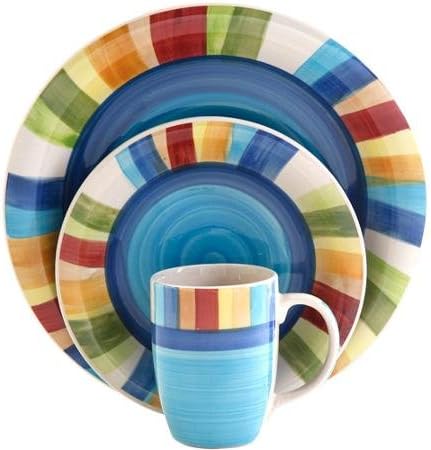 Durable Gibson Carmelita Stripes 16-Piece Dinnerware Set
