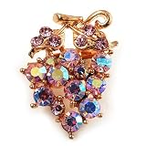Tiny Grape-Design Light Pink Crystal Pin Brooch (Gold Tone)