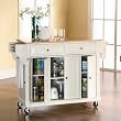 Crosley Furniture Natural Wood Top Kitchen Cart in White Finish