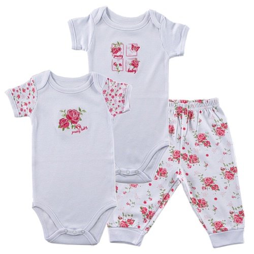 Hudson Baby Pretty Baby 2 Bodysuits and Pants - Pink, 6-9 Months