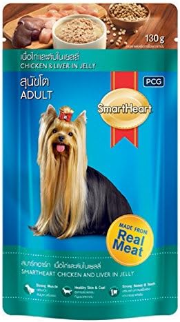 Smartheart, Adult Dog Food, Chicken &amp; Liver in Jelly, 130 g (Pack of 2)
