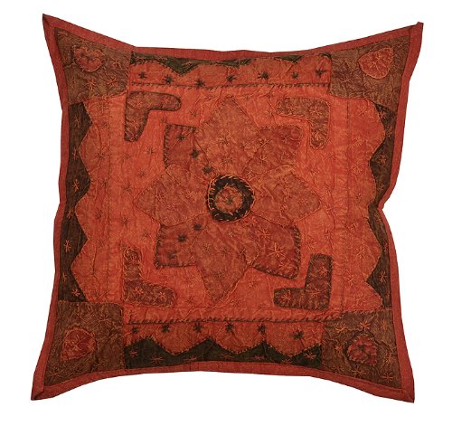 Imagen 2 de Cojín de algodón indio cubre con Patch y tamaño del bordado Jogi trabajo de 16 x 16 pulgadas Juego de 5 piezas