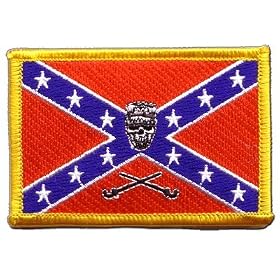 �cusson brod� Flag Patch conf�d�r� USA Sudiste avec cr�ne Rebel Skull - 8 x 6 cm