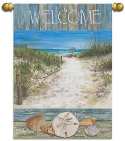 Sandy Toes Salty Air Beach Welcome Standard Flag Banner