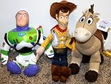 Disney Toy Story Plush Beanie Set with 12" Woody Cowboy, 10" Buzz Lightyear, and 8" Bullseye Horse Dolls Mint with Tags