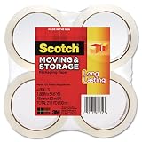Scotch Products - Scotch - Moving & Storage Tape, 1.88" x 54.6 yards, 3" Core, Clear, 4 Rolls/Pack - Sold As 1 Pack - Great for long-term storage, label protection and light-duty shipping. - Holds securely over a wide range of temperatures. - Ultraviolet resistant.