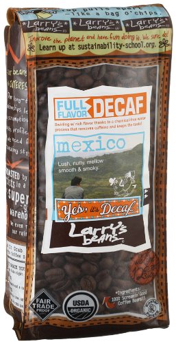 Larrys Beans Fair Trade Organic Coffee, Decaf Mexico, Whole Bean, 12-Ounce Bags (Pack of 3)