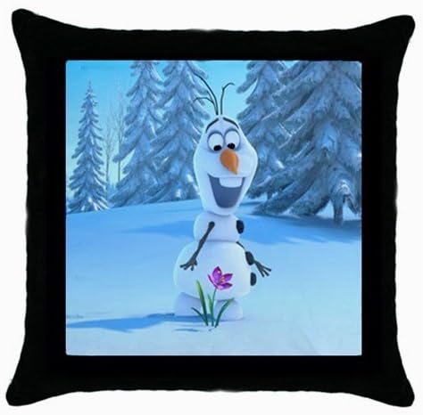Frozen Olaf Snowman Disney Cartoon Movie Covers with Zippered Pillow Cases Pillowcase 18x18 Inches for Living Room or Kids Boys Girls Bedroom Decoration, Black Color