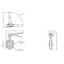 Dixon BFVL300 Ductile Iron Threaded Lug Style Butterfly Valve with Aluminum Bronze Disc and Buna-N liner, 3" Size, 200 psi Pressure