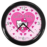 Black Wall Clock of Hello Kitty I Love You