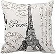 Paris Eiffel Tower Stamp Square Custom Throw Pillow Case Personalized Cushion Cover Pillowcase Pillow Cover 16x16