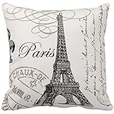 Paris Eiffel Tower Stamp Square Custom Throw Pillow Case Personalized Cushion Cover Pillowcase Pillow Cover 16x16