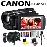 Canon VIXIA HF M50 Full HD 10x Image Stabilized Camcorder + 32 GB SD Memory Card + Canon Camera Camcorder Bag + Mini Tripod + Accessory Kit