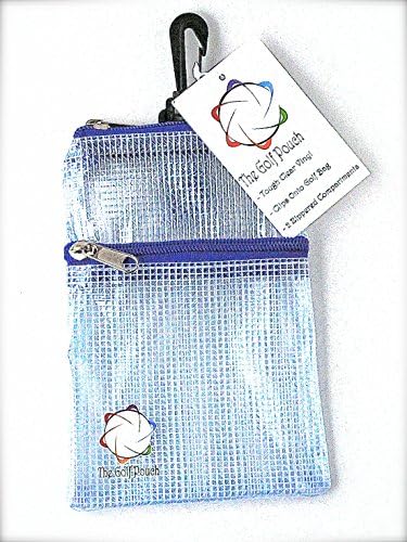 The Golf Pouch (Clear with Blue Trim) See-through Strong Mesh Vinyl Golf Pouch to Store Accessories and Valuables