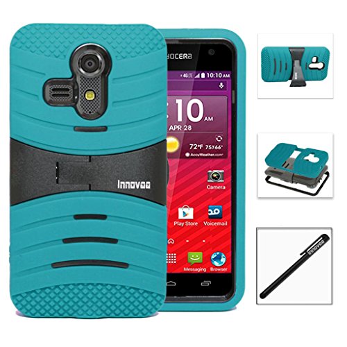Kyocera Hydro Vibe / C6725 Case, INNOVAA Turbulent Armor Case W/ Free Screen Protector & Stylus Pen - Black/Teal