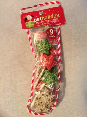 Petholiday Dog Christmas Gift Pack - Rawhide Snowflake and Star Chews 9 Treats