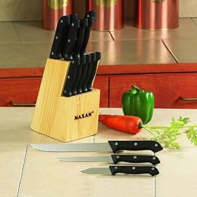 15PC CUTLERY SET IN WOOD BLOCK by Maxam
