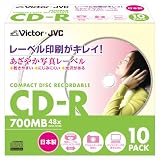 Vctor �f�[�^�pCD-R �g�����₩�ʐ^���[�x��" 700MB ���C�h�z���C�g�v�����^�u�� 10�� ���{�� CD-R80PG10