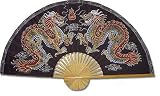 Large 60 Folding Wall Fan -- Black Dragons -- Original Hand-painted Wall Art