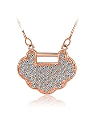 Honeystore Girls 925 Sterling Silver Rose Gold Plated Swiss Diamond Lock Necklace Color White Rose Gold