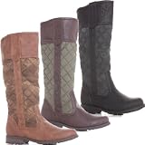 Ladies Womens Black Brown Tan Riding Flat Heel Knee High Boots Size 3-8