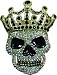 Mens RHINESTONE CROWNED SKULL-GOLD Punk Rock Metal Belt Buckle